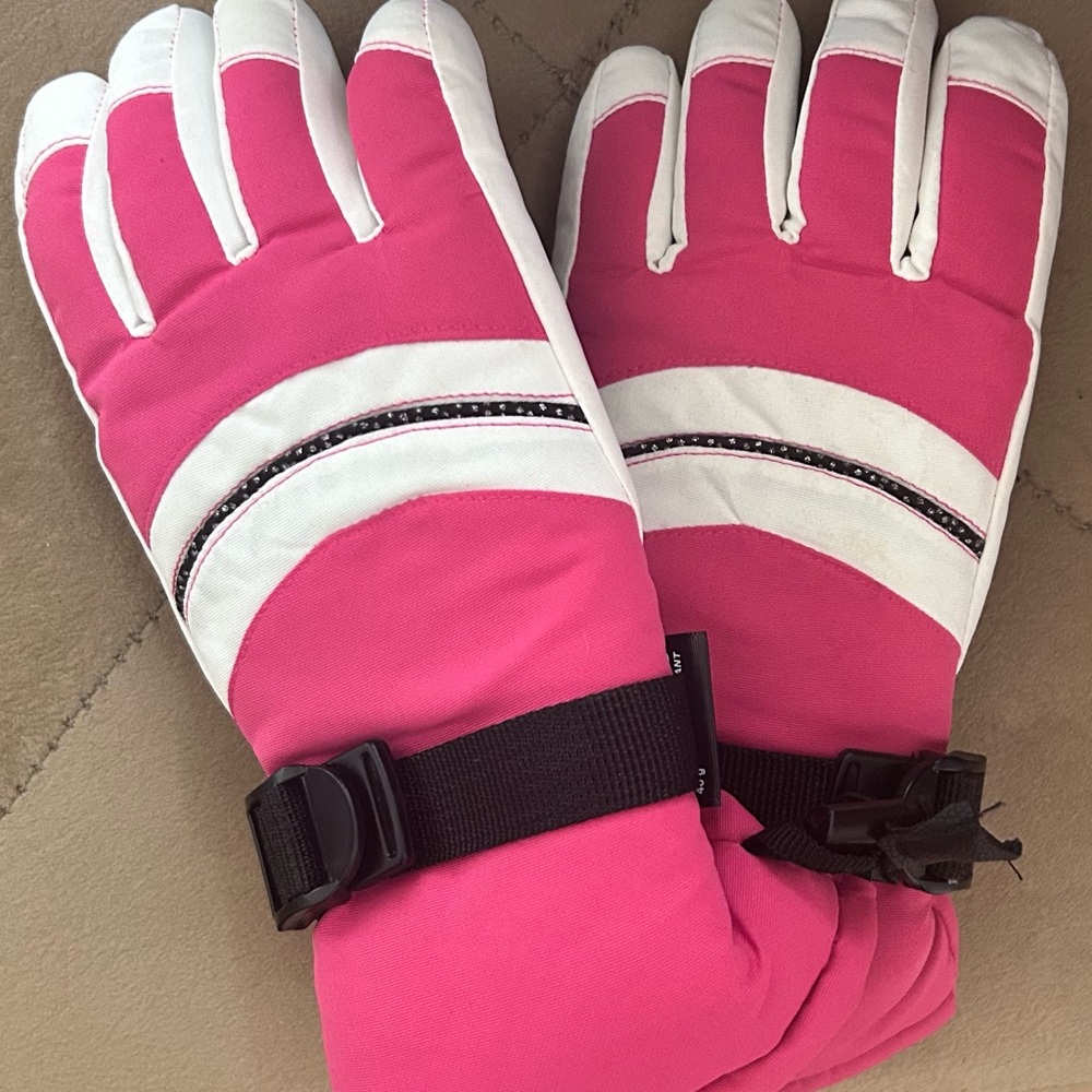 Pink and White Winter Gloves